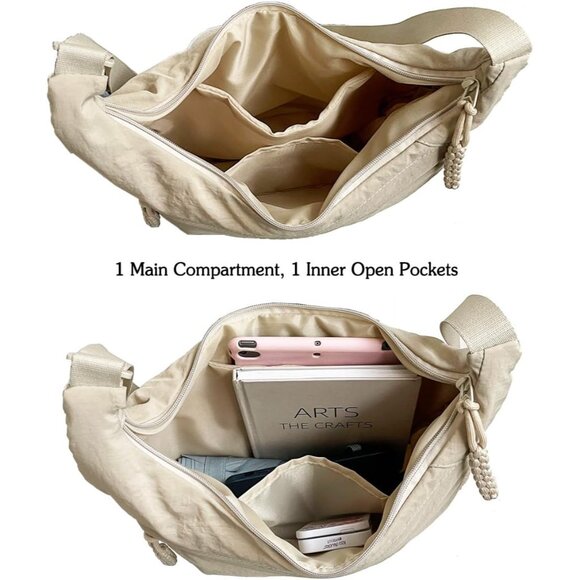 Nylon Crossbody Bag for Women Tote Pockets Adjustable Shoulder Travel Purse - Picture 8 of 9